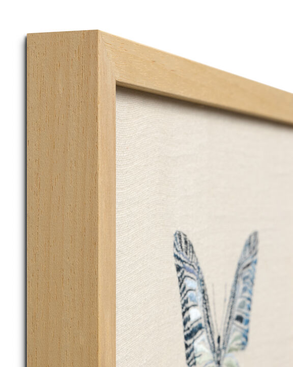 Butterfly Blue Ivory/Blue 1'x1'3" Wall Art